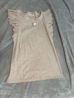 RW&CO. Cream Ruffle Shoulder Tank Top